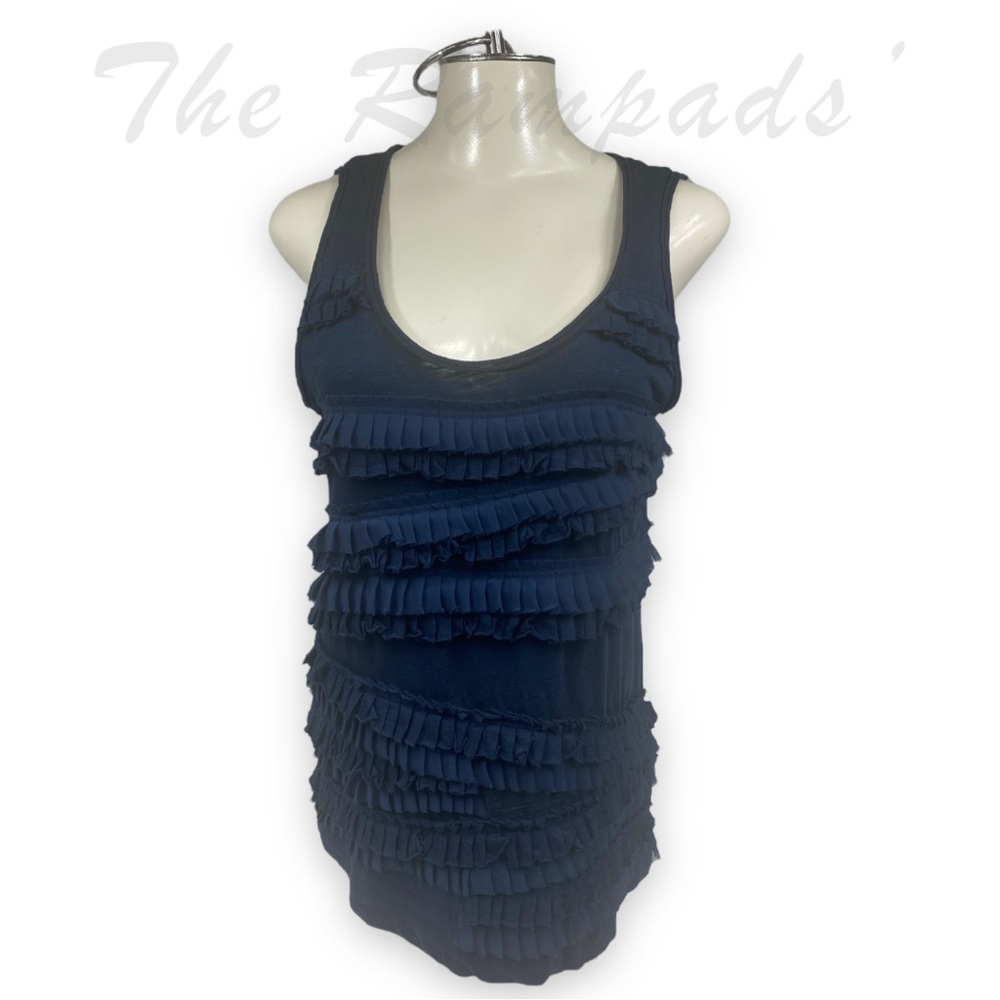 Banana Republic Navy Blue Ruffle Tank Top Size Medium